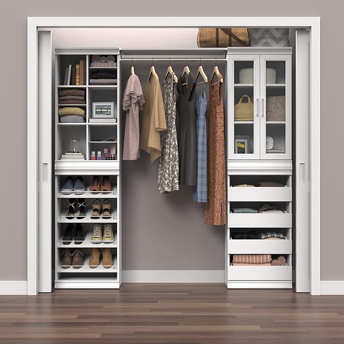 ClosetMaid Modular Storage Shelf Unit with 12 Adjustable Shelves & Dividers, White