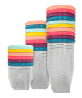Babymoov Baby Food Jars Set of 24 (6 x 4oz + 6 x 6oz + 12 x 8.45oz) Storage Containers BPA-Free Leakproof Silicone Lids Microwave, Freezer & Dishwasher Safe Baby Registry Essential