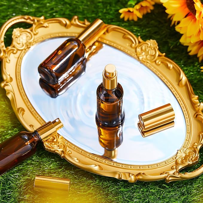 Tessco for you 20 Pcs 30/60/100 ml Glass Spray Bottles Frosted Empty Perfume Bottle Atomizer Refillable Clear Bottle with Fine Mist Sprayer Pump for Room Face Travel Business (1 oz,Amber)