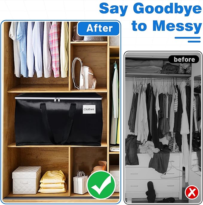 StorageRight Large Moving Bags Heavy Duty Storage Totes for Storage,Packing & Moving Collapsible Moving Supplies with Large Capacity, Reinforced Zippers and Handles, 88L, 6 Packs