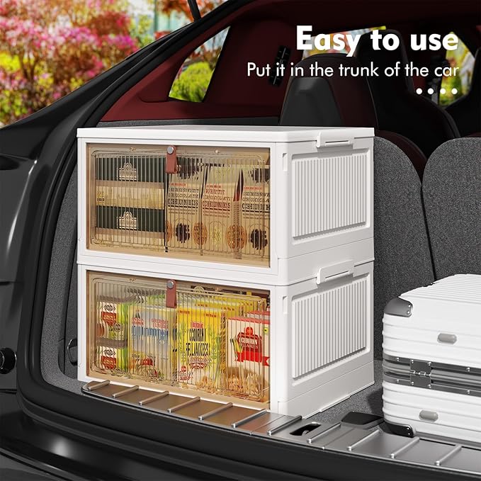 4 Tier Plastic Storage Bins with Lids 28QT, Stackable, Wheeled, Collapsible, Closet Organizers for Living Room, Office, Dorm