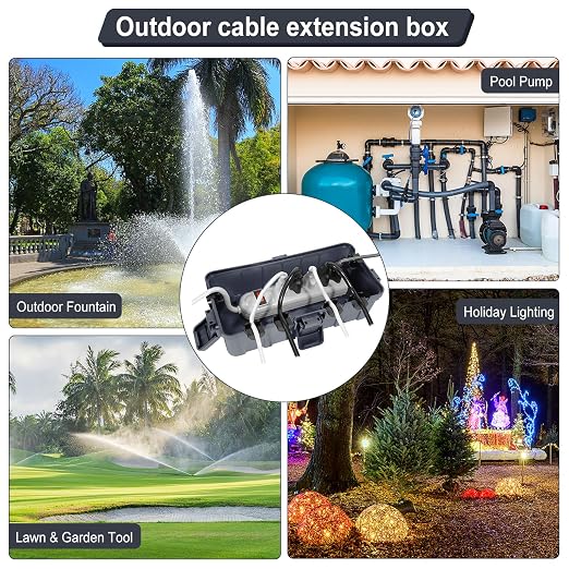 [2 Pack] Outdoor Electrical Box Waterproof, OUTDSPLY Medium Outdoor Electrical Box (11.6x5.2x4.1 inch) w/ 6 Cable Entry, Weatherproof Connection Box for Power Strip, Plug, Timer, Holiday Lights, Black