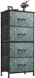 WLIVE Dresser with 4 Drawers, Storage Tower, Organizer Unit, Fabric Dresser for Bedroom, Hallway, Entryway, Closets, Sturdy Steel Frame, Wood Top, Easy Pull Handle, Vintage Green