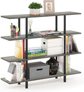 Furinno Turn-N-Tube 4-Tier Wide Display Shelf, French Oak Grey/Black