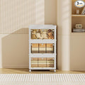 132 QT / 33 Gal Multi-Purpose Foldable Storage Cabinet - Transparent Dual Doors with 3-Stage Locking System, Heavy Duty Wheels, Simple Pull-to-Open Mechanism for Home/Office/Garage Organization