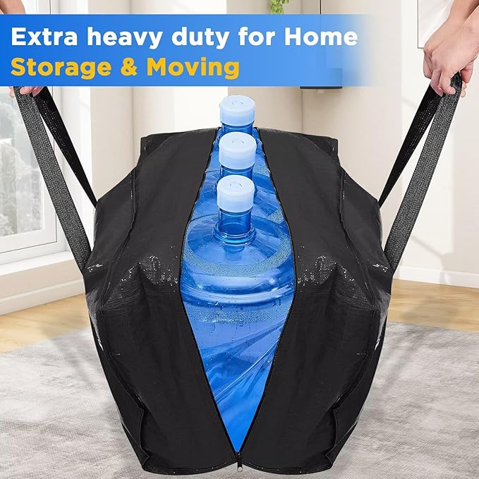 Extra Large Moving Bags Heavy Duty Storage Bags with Zipper Handles, BETU 16 Pack Clothes Storage Totes Bins Packing Moving Boxes, Moving Supplies for College Dorm Essentials, Space Saving, Black