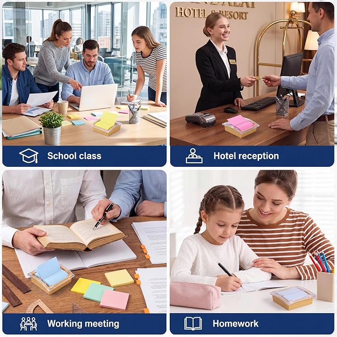 Junkin 1 Pcs Pop up Sticky Note Dispenser 3 x 3 Inch Sticky Note Holder with Transparent Top Colorful Base for School Office Home Store Desk Supplies (Warm Beige)