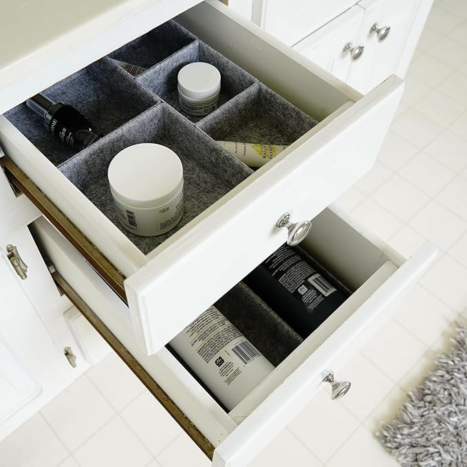Welaxy Deluxe drawer organizers multi-purpose storage box junk bins for office home bathroom nightstand holder quiet luxury gifts idea 7-piece Style B (Gray)