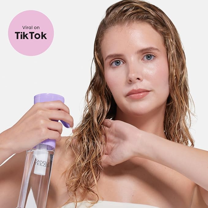 TANGLE TEEZER Fine Mist Spray Bottle, Refillable, 10.1 oz, Lilac | Reusable, refillable fine-mist continuous spray bottle; evenly distributes water or product to refresh, detangle & style hair