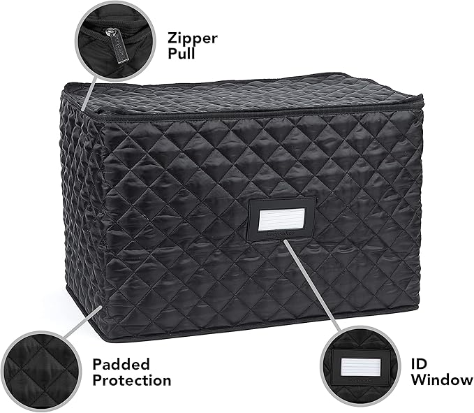 Covermates Keepsakes - Serveware Storage - Padded Protection - ID Window - Stain Resistant - Machine Washable - China Storage, Black