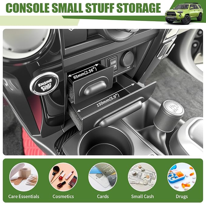 Center Console Organizer for 2014-2024 Toyota 4Runner Storage Box Drawer Inserts Tray for 4 Runner Interior Accessories(Fit 14-24/Drawer Organizer)