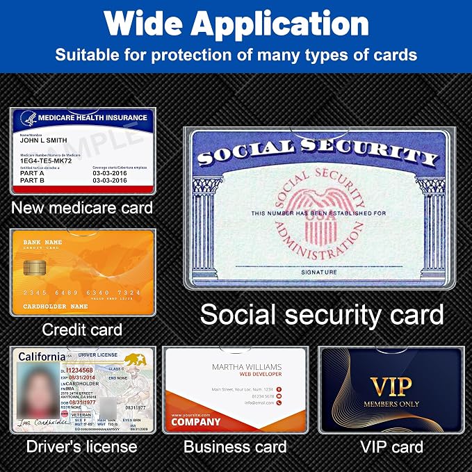 LIEMAND 60 Pack Social Security Card Protector Sleeves, Ultra Clear & Durable 31Mil Waterproof SSN/New Medicare/Credit Card Holder, Soft ID/Debit/Credit/Index Card Storage Sleeves