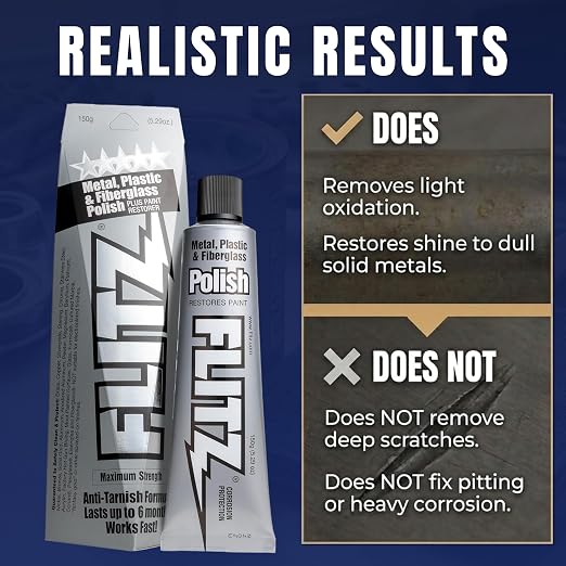 Flitz Metal Polish Paste - 5.29oz USA-Made Polish for Solid Chrome, Stainless Steel, & Aluminum - Non-Abrasive for Light Oxidation - Requires Manual Buffing - Not for Plated/Coated Surfaces (10-Pack)