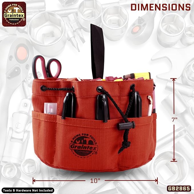 Graintex 18 Pocket Grab Bags Set of 3 Pcs Rip-stop Canvas, Drawstring Closure, Small Parts Organizer Bag, Small Tools, Screws, Parts, Parachute Tool Bag, Parachute Tool Organizer for Essential Items