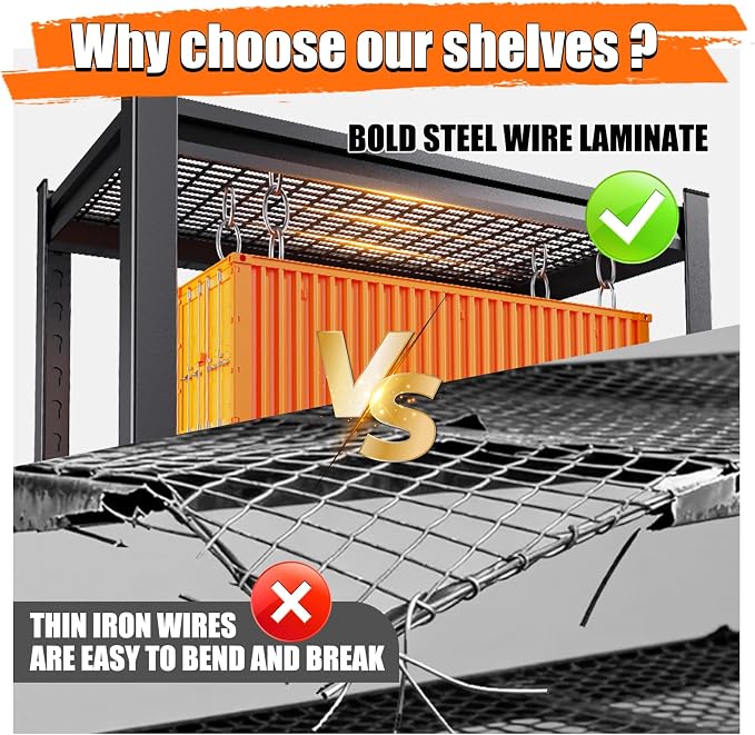 Set of 7 Garage Shelving-3500 lbs 5 Tier Storage Shelves,Adjustable Heavy Duty Metal Shelving Unit and Storage Large Wire Rack,Utility Steel Shelf for Warehouse Industrial Pantry Basement -72"x59"x20"