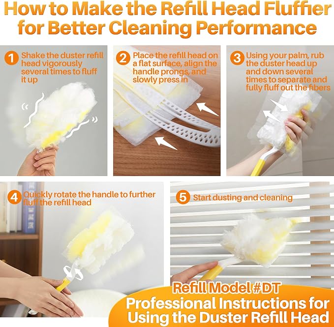 JOYMOOP Disposable Duster for Cleaning, with 1 Handles & 48 Ct Yellow Heavy Duty Refills for Swiffer Feather Duster, Household Cleaning Tool for Electronics, Dusting Furniture, Blinds