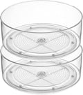Home Intuition Round Plastic Clear Lazy Susan Turntable Food Storage Container for Kitchen (9" Round, 2 Pack)