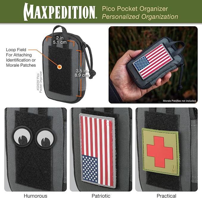 MAXPEDITION Pico Pocket Organizer, Ultra Compact EDC Gear Pouch, Tactical Utility Pouch for Everyday Carry, Tools, Gadgets, Outdoor First-Aid Kit, Survival