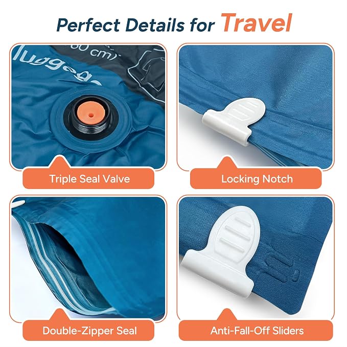 Travel Inspira Oxford Fabric Vacuum Storage Bags with 4500pa Pump | Opaque Travel Space Saver Bags for Clothes, Blankets & Closet Organization, Heavy-Duty Tear-Resistant Compression Packing Set