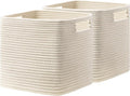 UBBCARE Set of 2 Kallax Storage Cubes-13 ×15 ×13 Inch, Cotton Rope Basket for Shelves, Toys, Book, Cube Storage Bin with Handles, Woven Storage Basket for Organizing, Beige
