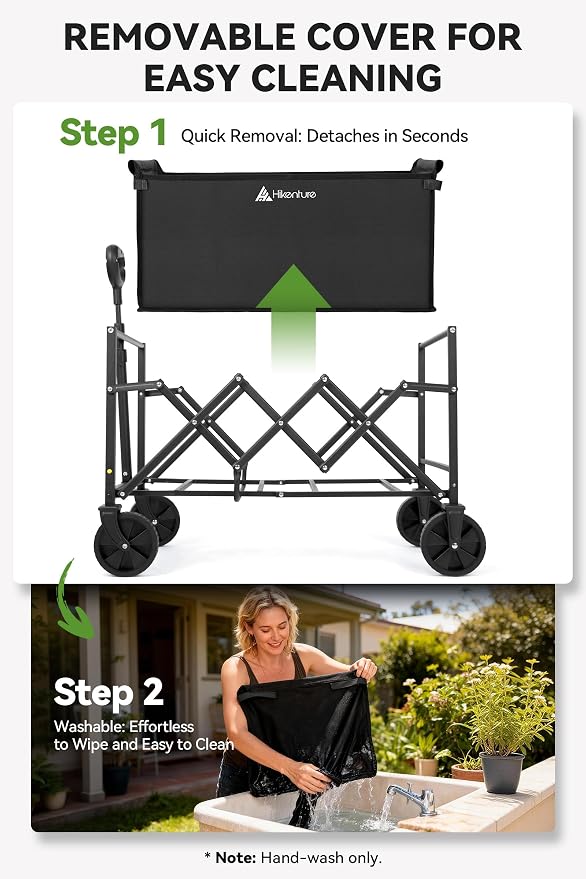 Hikenture Collapsible Wagon Cart with Wheels, 220 lbs Foldable Wagon | 9 lbs Lightweight Portable Utility cart, All Terrain Folding Wagon for Grocery Shopping, Garden, Sports, Camping, Daily Use