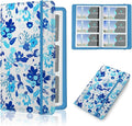 Floral Business Card Book Holder Organizer for Women, 240 Card Capacity, Stylish Name Card and Credit Card Holder for Professionals (Flower-Blue)