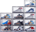 12 Pack Acrylic Clear Shoe Boxes– Ultra Clear Plastic Stackable Sneaker Storage For Sneakerhead. Professional Grade Shoe Display Case with Magnetic Door .Boots and Hat Organizer.Fits US Size 15