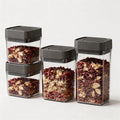 Manual Vacuum Jar With One-Button Vacuum Pump, Airtight Food Cereal Containers Storage With Lids (grey-4pc)