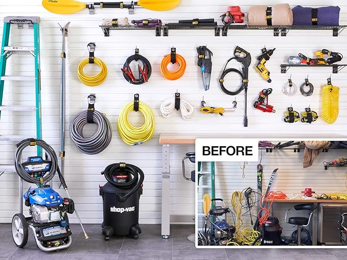 Heavy-Duty Wrap-It Storage Straps - 17-inch (6-Pack) Blaze Orange - Garage Organizer and Extension Cord Hanger for Garage Storage Ideas as an Electric Cord Holder with Garage Gadgets