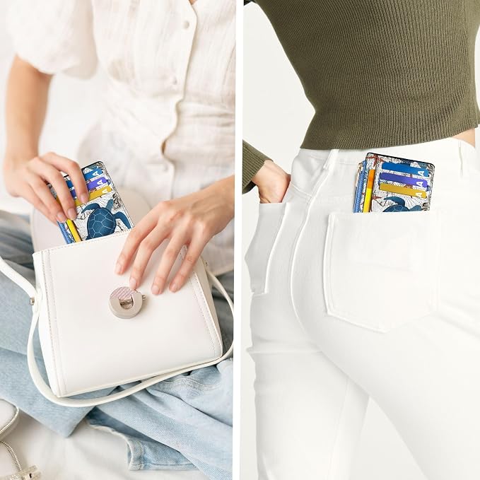 Tipmile Womens Credit Card Holder Wallet, Small Slim RFID Blocking Sleeve | Mini Tiny Cute ID Case, Minimalist Zipper Pocket Wallet, Thin Coin Purse, Mothers Gift