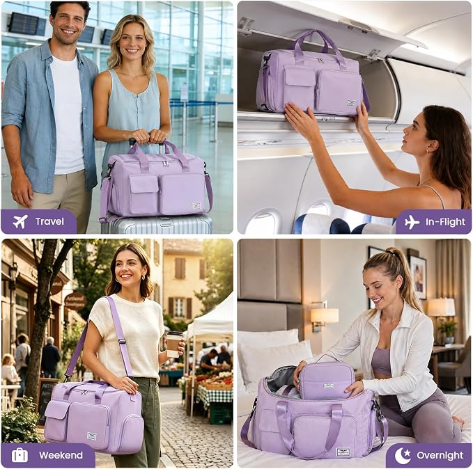 FIORETTO Women's Gym Duffle Bag with Shoes Compartment, 30L Capacity, Ideal for Travel, Gym, Sports, Duffel, Weekender