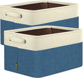 BALEINE 2 Pack Fabric Closet Storage Bins for Shelves, Linen Closet Organizers and Storage, Decorative Baskets for Organizing, Shelf, Clothes, Home, Office (Navy Blue, 14''x10''x8.5'')