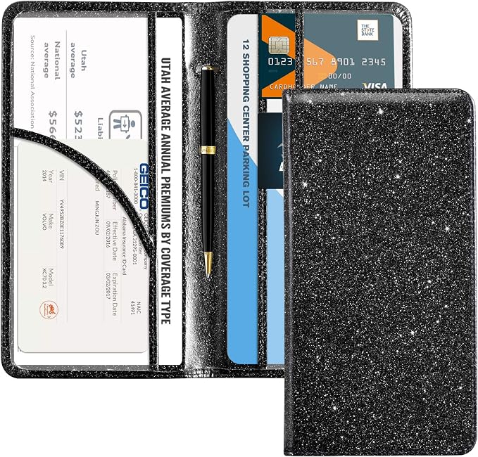 CoBak Car Registration and Insurance Holder | Vehicle Glove Box Organizer, Auto Truck Compartment Document Case with Magnetic Closure for Insurance & Driver License