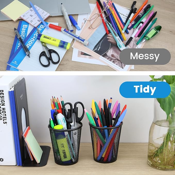Smgmg Pen Holder for Desk, Pencil Holder for Desk, 4 Pack Pencil Cup for Pen, Mesh Metal Pen Organizer, Desk Pen Holder