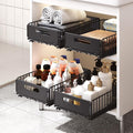 Pull out Cabinet Organizer,Slide out Drawers Shelves Storage,Heavy Duty Shelves Cabinet Basket for Kitchen, Cupboard,Pantry(9.65" W X14.76 D X3.94 H- 2 Pack) Fixed with Adhesive Nano Film
