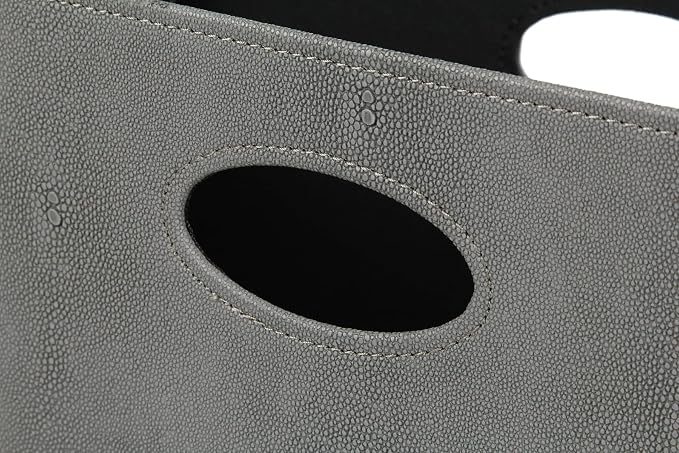 HofferRuffer Magazine Basket Holder, Foldable Magazine Rack, Document File Holder Organizer, File Folder, Newspaper Storage Bin Organizer for Home or Office (Dark Grey Shagreen)