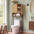 24" W Over The Toilet Storage Cabinet with Fluted Door,Bathroom Organizers and Storage with Adjustable Shelves, Modern Over Toilet Organizer for Bathroom,Restroom,Laundry,Oak