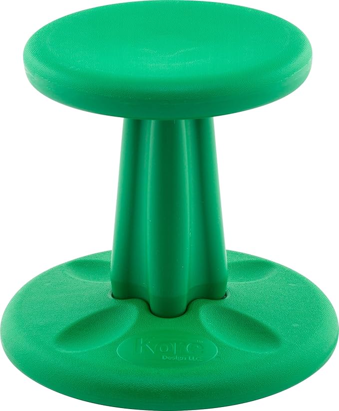 KORE Design Wobble Stool Chair, Girls + Boys Kid Desk Stools, Ergonomic Small Office Chairs, Flexible Seating for Active Kids, ADD/ADHD, Classroom, School, Home, Preschool (12in), Age 4-5 yrs, Green