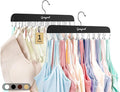 Gomyrod Bra Hanger for Closet, 1 Pack Tank Top Hanger w/20 Hooks Capacity Foldable Wood Space Saving Hangers, 360°Rotating Closet Organizers and Storage for Dorm & Apartment for Bra Scarf Ties(Black)