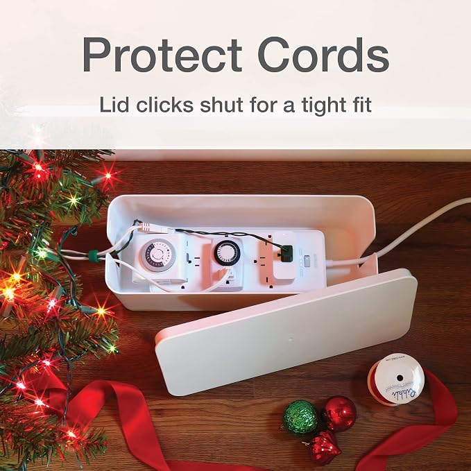 Oxford Cable Management Boxes, 3 Pack, Small, Medium, Large, 15 Cable Ties (Hook & Loop, Silicone,Twist Ties), Power Strip Organizer, White (27800) | Three sizes small medium large, Hides power strips and cords, Heat-resistant ABS with lids, Includes 1...