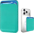 Magnetic Wallet Phone Card Holder for Phone Case with Mag-Safe, Stronger Magnetic RFID Leather Phone Wallet Stick on Series of iPhone 17/16/15/14/13/12 and Pro/Promax, Turquoise
