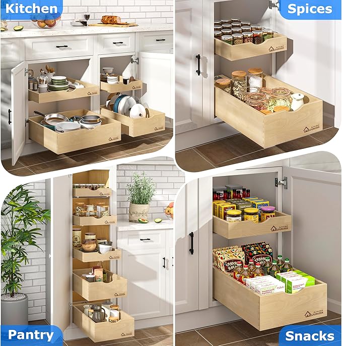 WelFurGeer Soft Close Pull Out Drawers for Cabinets, 8" W x 21" D Pull Out Cabinet Drawer with Heavy Duty Slides, Pull Out Cabinet Organizer, Cabinets Roll Out Drawers, Pull-Out Home Organizers
