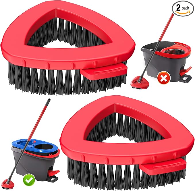 Spin Mop Scrub Brush Head for O Ceda RinseClean 2 -Tank System(Blue) | Hard Bristle Scrubber Brush for Floor Cleaning Accessories (Not Fit for EasyWring 1-Tank), 2 Pack