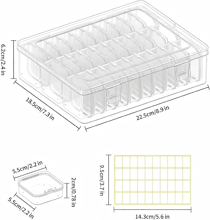 Bead Organizer Box, 31 Pcs Clear Plastic Storage Containers with Hinged Lids Mini Boxes for Jewelry Making, Crafts, DIY, Seed, Small Parts