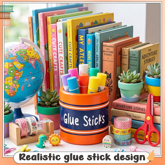Tenceur 4.7x4.7 Inches Glue Stick Bucket for Teacher Desk Organizer Pencil Holder Bucket Plastic Large Capacity Desk Organizer for Teacher Classroom Craft Supply Storages