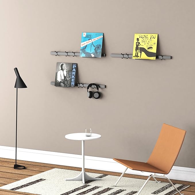 Modern Aluminum Wallmount Organizer, 32.3" Rail with Adjustable 4 Hooks, Wall Rail (Ivory) (Ivory, 32.3" Rail with Shelf Tray & 3 Hooks)