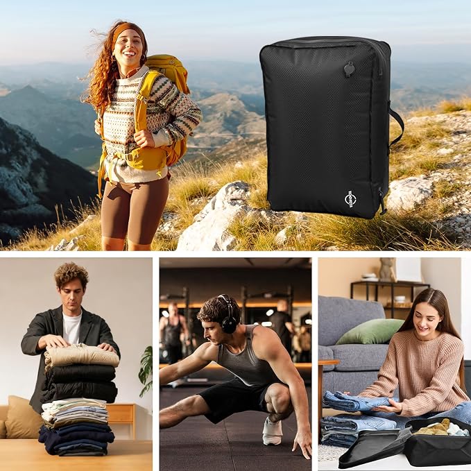 Travel Vacuum Bags with Wireless Pump 70L, 24in Vacuum Bags for Travel Reusable, IP68 Waterproof, Fits 20/24/28in Suitcase, Backpack, Home Storage (2PC + Pump) | 70L, 24in Vacuum Bags, Reusable, IP68 Waterproof, Fits 20/24/28in Suitcase, Backpack, Home...