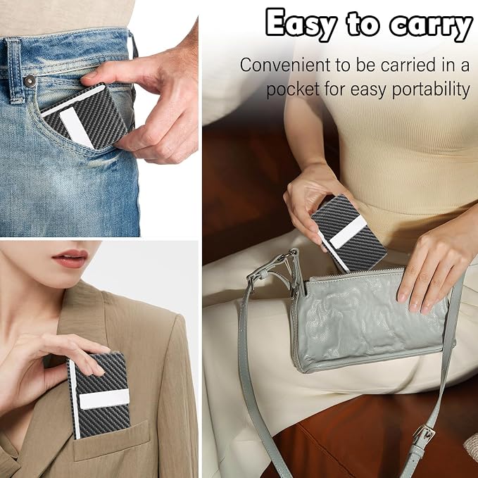 2Pack Leather Stainless Steel Business Card Holder, Metal Slim Business Card Case for Women or Men, Pocket Business Card Carrier with Prints, Magnetic Closure, RFID Blocking