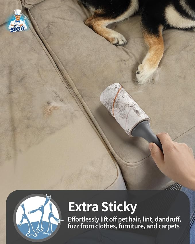 MR.SIGA Extra Sticky Lint Roller Pet Hair Remover for Clothes, 720 Sheets | Dog and cat fur remover, removes hair from couch, furniture and carpet easily
