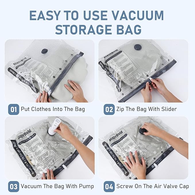Travel Vacuum Storage Bags with Rechargeable Cordless Pump, 15 Pack 3 Sizes Compression Packing Bag Set for Luggage, Thickened Vacuum Seal Bags for Clothing, Triple-Zipper Sealer Upgrade